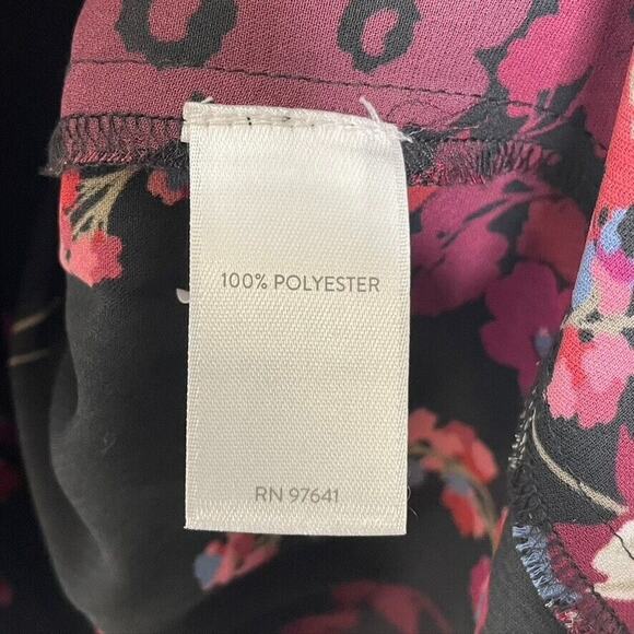 J Jill Wearever Collection Black Floral Print Pleated Tunic Blouse Size XS Women - Picture 4 of 8